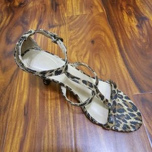Studio Paolo Animal Print Strappy Ankle Heel Sandals Size 8 M